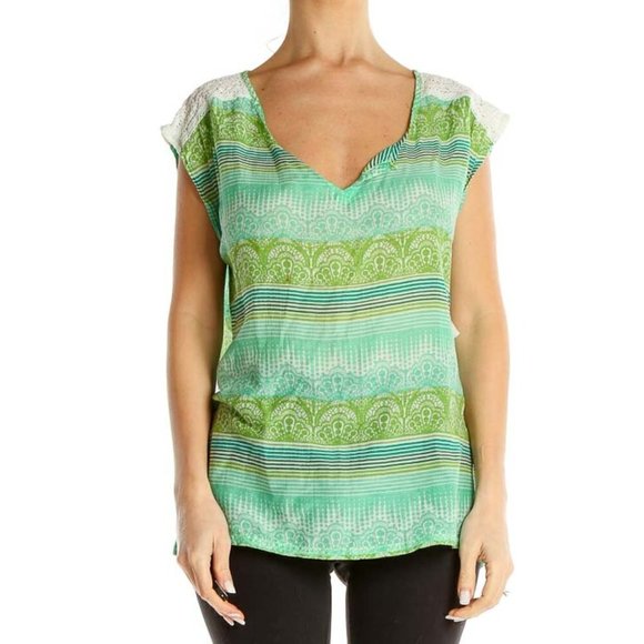 Prana Tops - prAna Green Geometric Print Casual Blouse